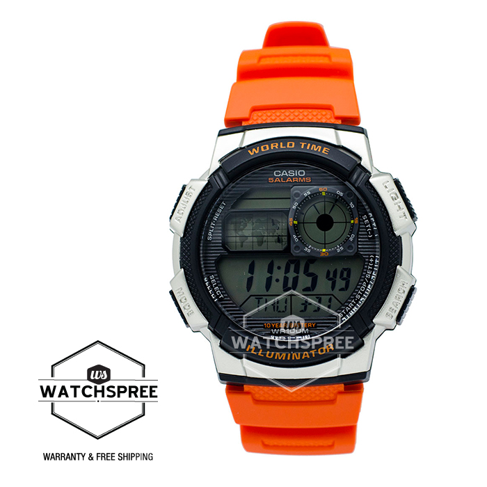 [Watchspree] Casio Men's Standard Digital Orange Resin Band Watch AE1000W-4B AE-1000W-4B