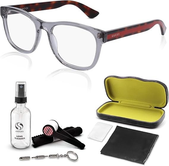 Gucci GG0004ON Designer Fashion Eyeglasses Stylish Square Frame Eyewear with Luxury eSHADES Kit - Embrace Sophistication and Elegance